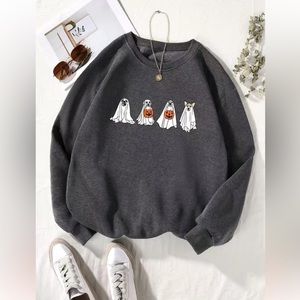 Halloween Ghost Dog Print Sweatshirt
